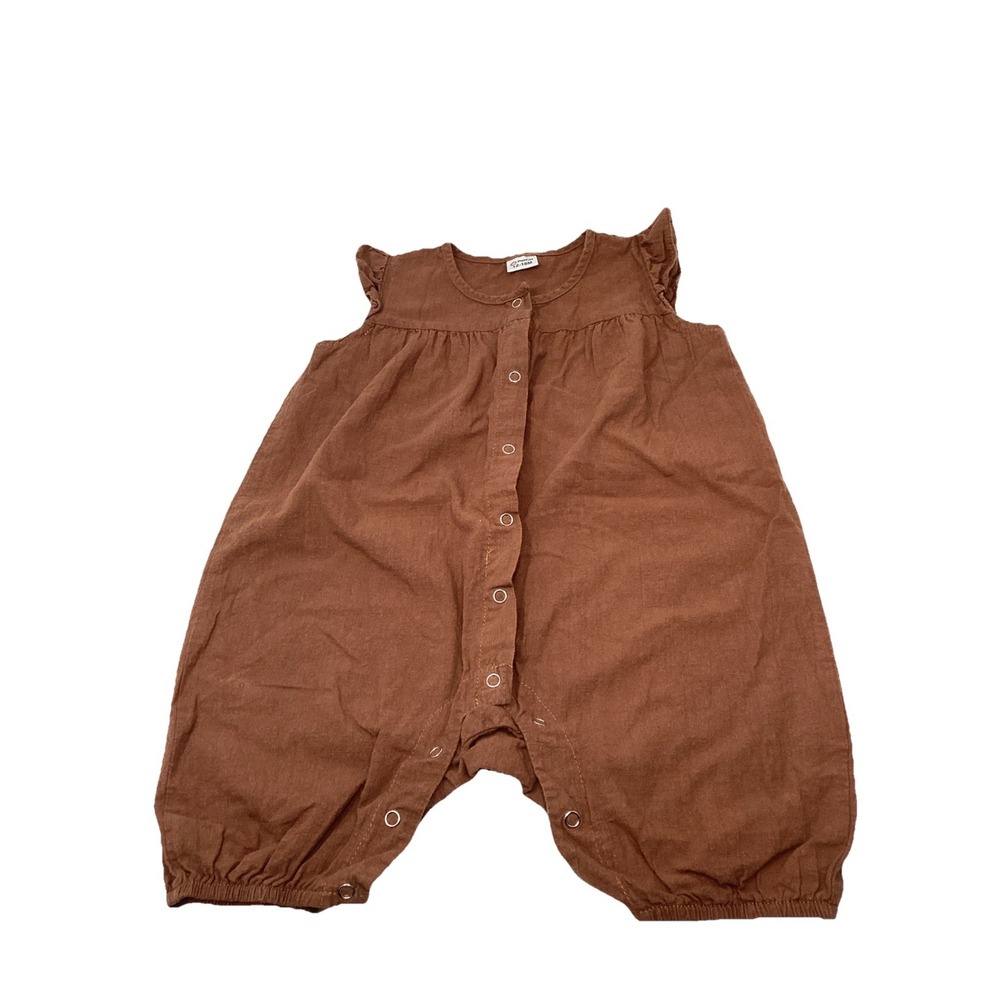 Pat Pat 12-18 Months Girls Brown Cotton Breathable Jumpsuit Romper Jumper